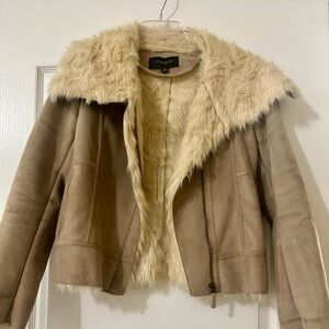 Ann Taylor Cream and Tan Teddy Jacket